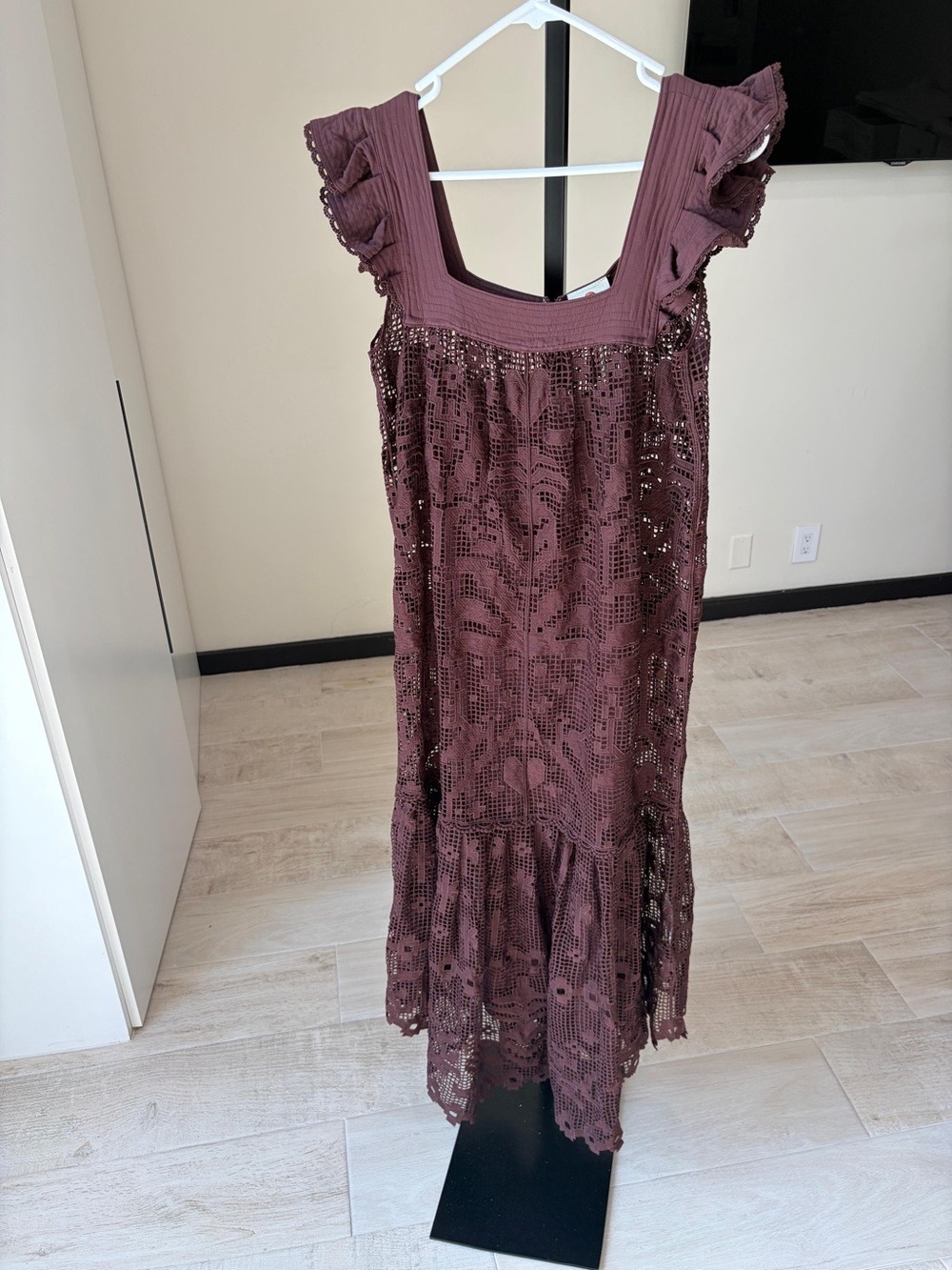 Farm Rio Brown Pineapple Guipure Midi Dress - Picture 6 of 10